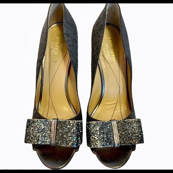 Kate Spade gray glitter bow Pumps size 7 - Picture 5 of 8